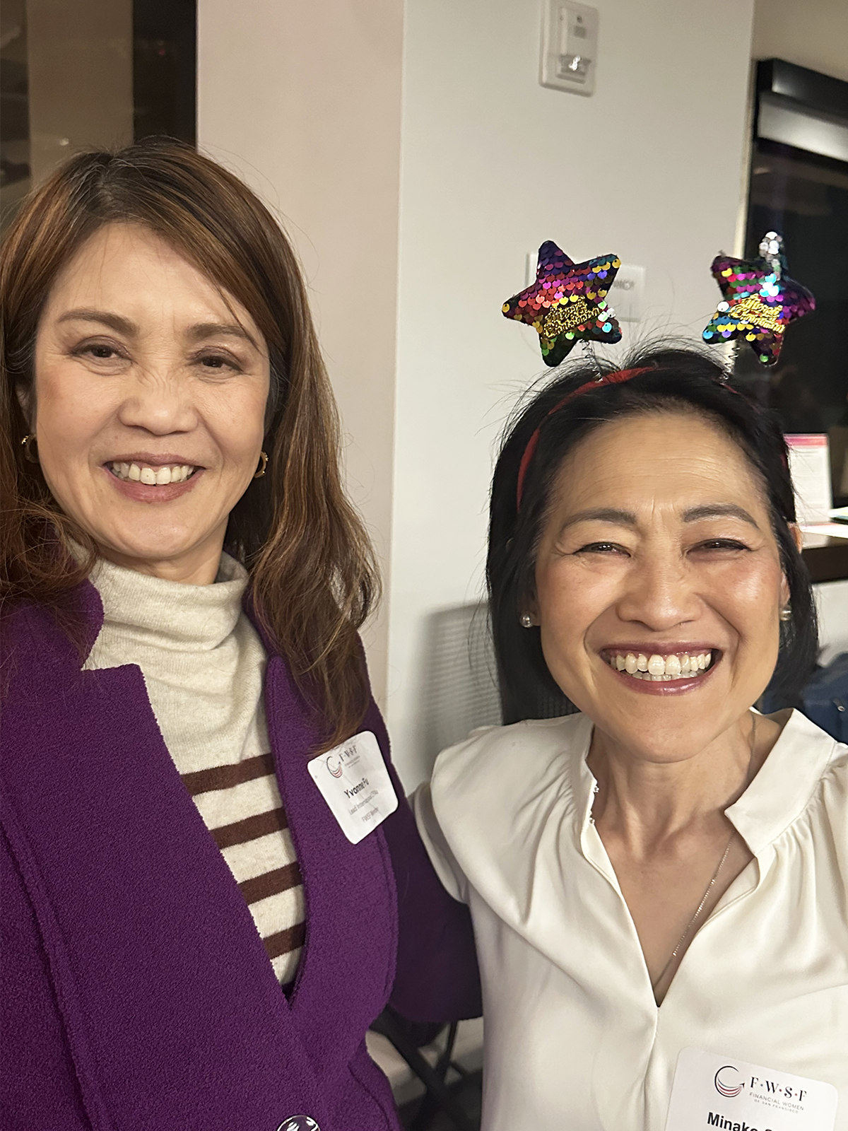 women at holiday party