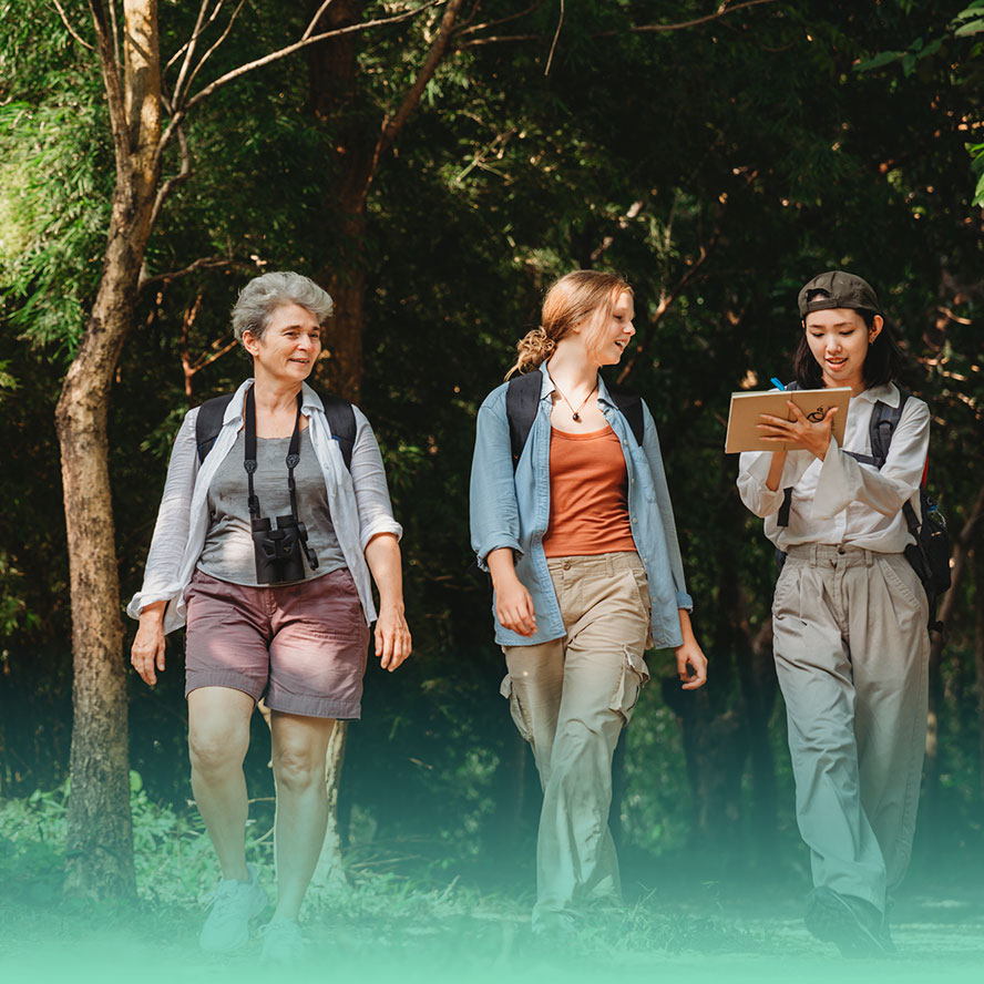 Women hiking